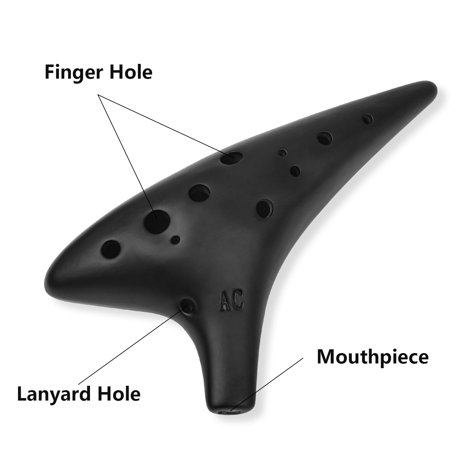 YCXYQ Alto C key - Ocarina Professional Master Tuning 12-Hole Ceramic Piccolo Smoked Craft Firing Comes with Fingering Chart Neck Lanyard and Storage Box