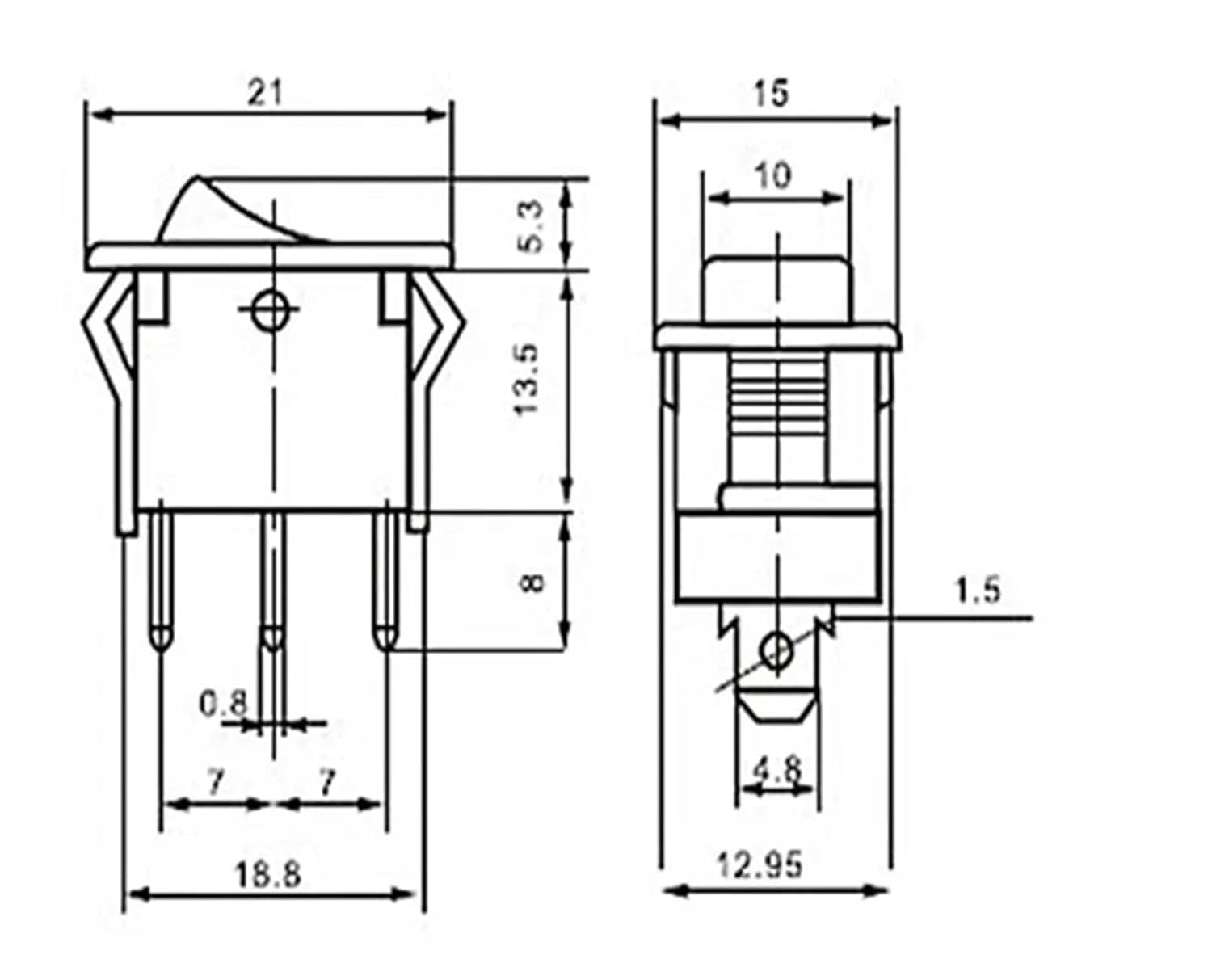 5pcs KCD1 4Pin Boat Car Rocker Switch 6A/10A 250V/125V AC Red Yellow Green Blue 220V(Red)