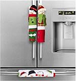 [Material de alta calidad] - Las manijas de la puerta del refrigerador están hechos del poliéster con diferentes tejidos en ambos lados. Tejido suave antideslizante. El mango de protección navideño es antiestático, cómodo, hermoso y limpio.