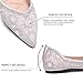 Silvery Flats Shoes Women Rhinestone Fashion Wedding Shoes Rhinestone Pearl Diamond Pointed Head Ballet Flats Size 7
