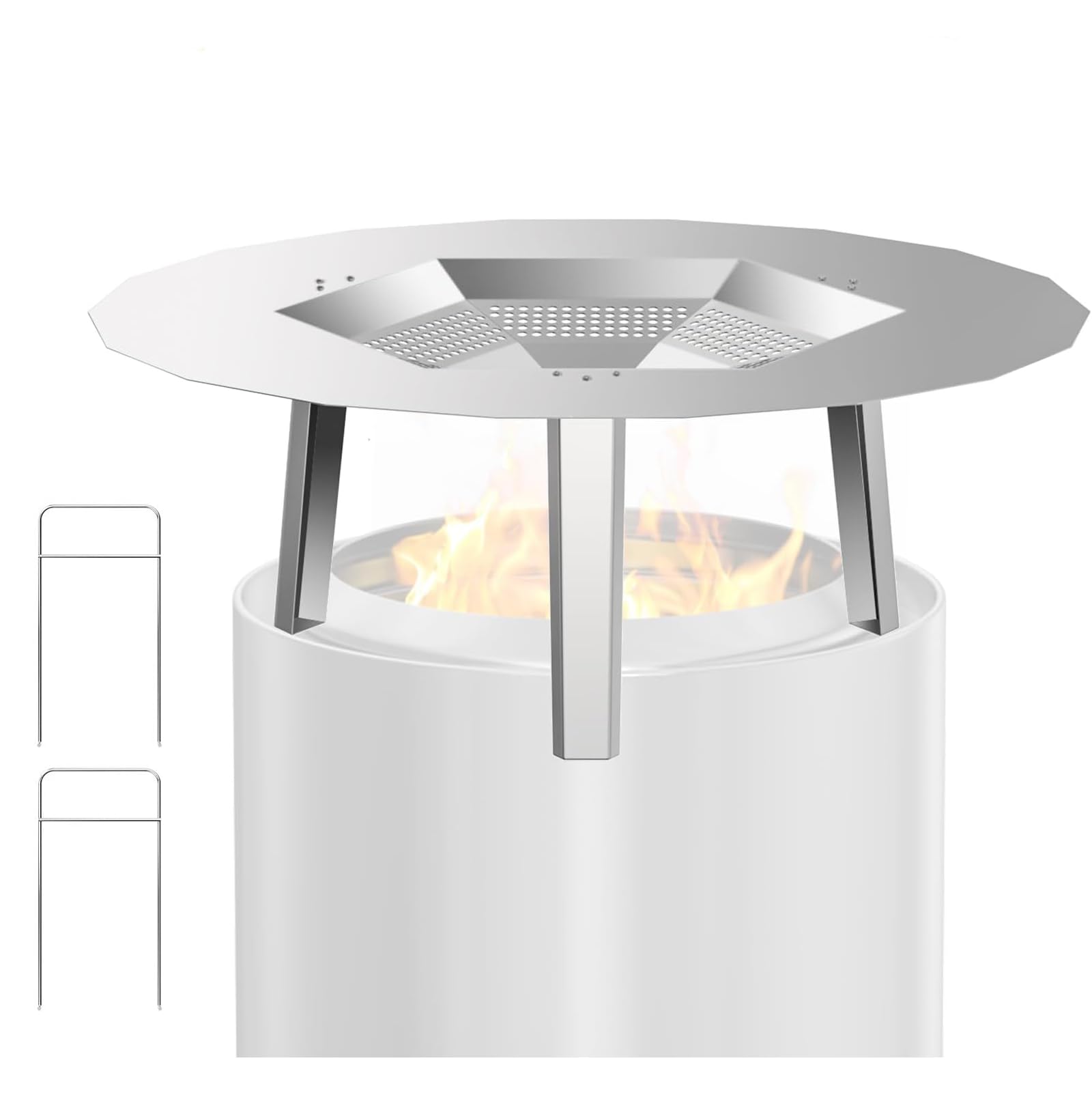 LS'BABQ One-Piece Heat Deflector for Solo Stove Yukon 27", Stainless Steel Heat Diffuser Accessories for Yukon Fire Pit with 3 Leg, for Most 27 inches Outdoor/Indoor Backyard Camping Fire Pit Stove