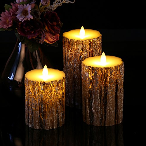 Vinkor Flameless Candles Flickering Candles Decorative Battery Flameless Candle Classic Real Wax Pillar with Dancing LED Flame & 10-Key Remote Control 2/4/6/ 8 Hours Timers (Birch Effect) - Thumbnail 2