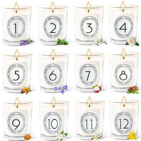 12 Pack Scented Candles Gift Set with 12 Fragrances for Home Women Scented Clear Glass Filled Votive Candles Soy Wax Glass Jar Candle for Aromatherapy Spa Weddings Birthdays Holidays Party Cover