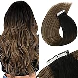 VeSunny Tape in Hair Extensions Human Hair Ombre Black to Blonde Tape in Extensions Natural Black to...