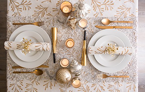 Dii Holiday Dining Table Linen Metallic Fabric Kitchen Décor, Christmas Tablecloth, 60X84, Gold Holly Leaves #TOP5