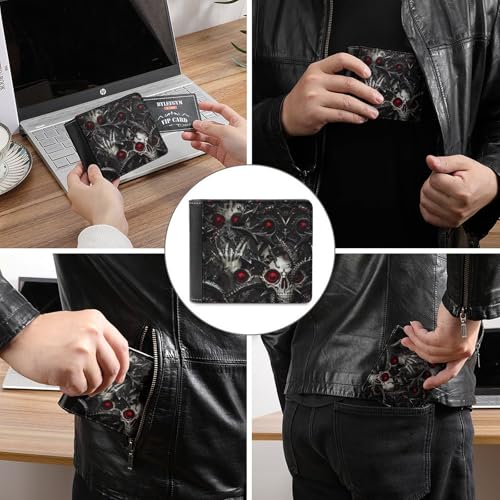 Metal Skull Death Thorns Fashion Bifold Wallets for Men Women Slim & Thin Credit Card Holder Wallet Purse3