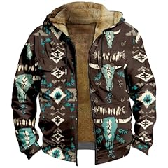 Men's Aztec Print Fleece Hooded Jacket 20