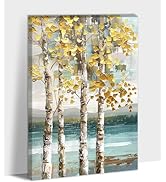 ANRUOXI Tree Canvas Wall Art - Abstract Birch Tree Pictures Prints Wall Decor for Living Room Off...