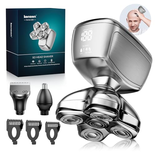 Kensen 5 in 1 Kopfrasierer Glatze Herren, Wasserdicht Magnetische Head Shaver, Wiederaufladbar Typ-C...