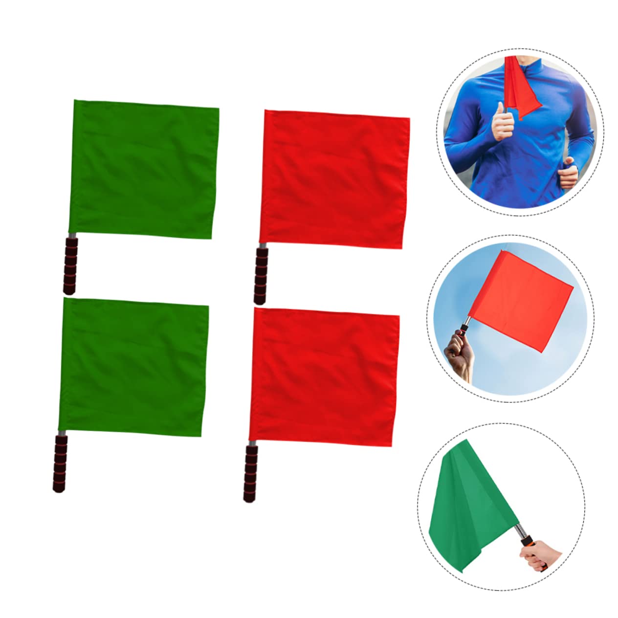 Happyyami 4 Stück Schiedsrichter Fahnen Schiedsrichter Linesman Hand Flagge rote und grüne Sportflaggen Pole Training Zubehör FüR FußBall Volleyball Und Leichtathletik Wettkampf