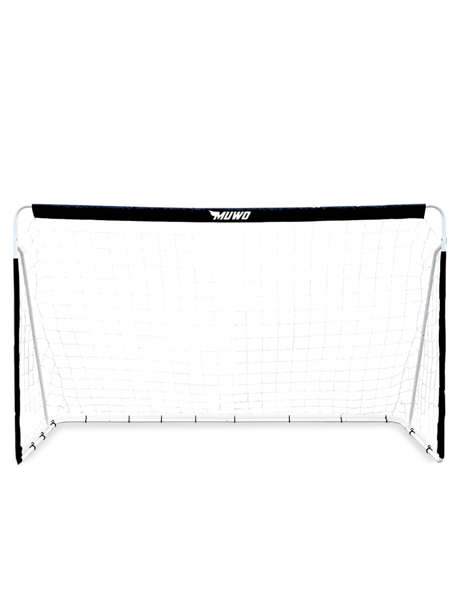 MUWO Fußballtor aus Stahl mit Textilmantel 240 x 150 cm, wetterfest und Outdoor geeignet, für Hof und Garten, zum Trainieren und für Freundschaftsspiele
