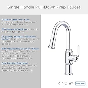 Gerber Kinzie Single Handle Pull Down Sprayer Prep Faucet in Brushed Bronze, D150537BB Gerber Kinzie Single Handle Pull Down Sprayer Prep Faucet in Brushed Bronze D150537BB
