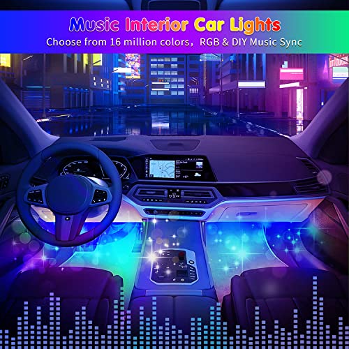 Rgb 72 Led Interior Car Strip Lights With Smart App Control, 2 Lines Design Music Sync Under Dash Footwell Neon Internal Lighting,12V Led Strip Lights For Cars, Trucks, Suvs With Car Charger(1 Set) #TOP2