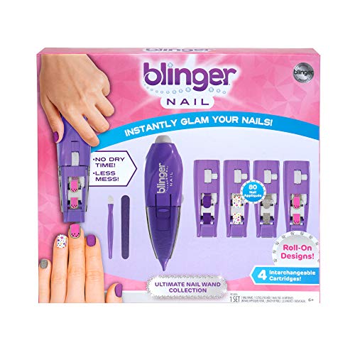 Blinger Ultimate Nail Wand Collection, Purple - Glam Your Nails with Sticker Sheets, 1 Step Process, No Drying, No Waiting – Nail Art for School, Parties, Special Occasions, Everyday Use – Exclusive