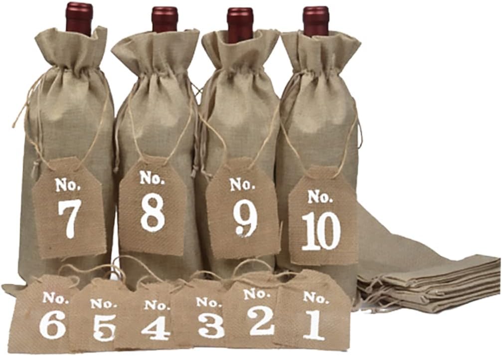 PRETYZOOM 20pcs Blind Wine Tasting Bag Wine Bottle Covers with Decorative Tags Drawstring Closure Party Favors