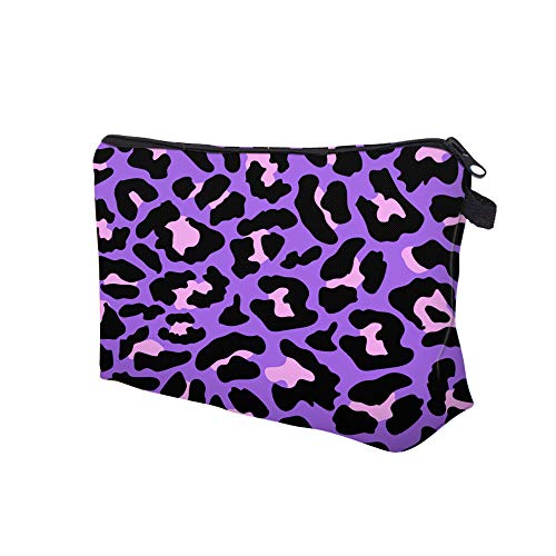 Aiphamy Cute Travel Makeup Bag Cosmetic Bag Small Pouch Gift For Women (Cheetah Print Purple) #TOP2