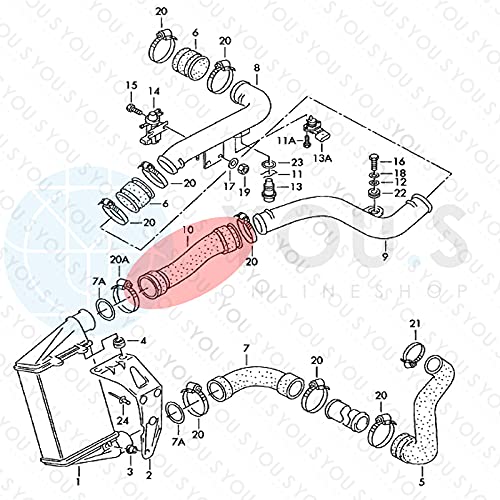 You. S Original 3B0145834R Intercooler Hose Inner Diameter Approx 