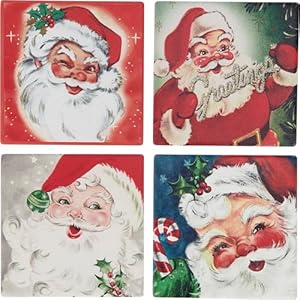 Primitives by Kathy Coaster Set - Santa Claus Primitives by Kathy Coaster Set Santa Claus