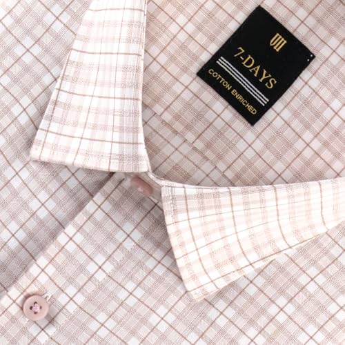 Image of 7-DAYS Men's Premium Checks Formal Shirt - Cotton Rich, Regular Fit, Full Sleeve, with Pocket, Wrinkle Resistant - Stylish Office & Everyday Wear.
