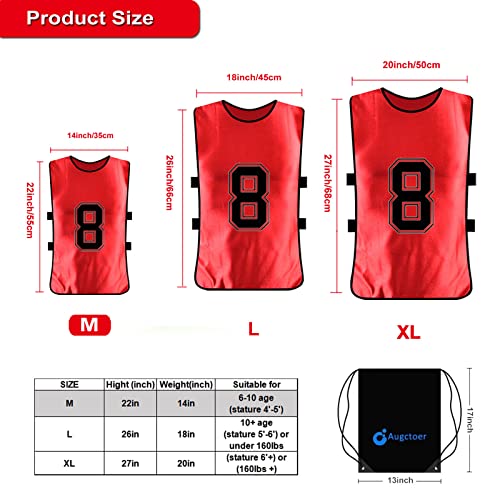 Augctoer Numbered Soccer Pennies, Scrimmage Vest Sports Pinnies, Team Practice Pinnies, Soccer Bibs Training Vest For Adult Youth (6Pcs)-Red-L #TOP1