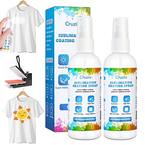 Sublimation Coating Spray For Cotton Shirts, 2 X 100 Ml Sublimation Spray Glue For Fabric Polyester Carton Blanks Tote Bag, Super Print Adhesion & Quick Dry Waterproof High Gloss Finish #TOP5