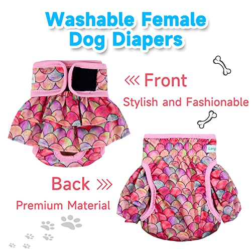 Langsprit Dog Diapers Female (3 Pack)，No Leak Washable Female Dog Diapers, Highly Absorbent Diapers For Dogs Female In Heat, Incontinence, Excitable Urination Or Period Reusable Dog Diapers #TOP3