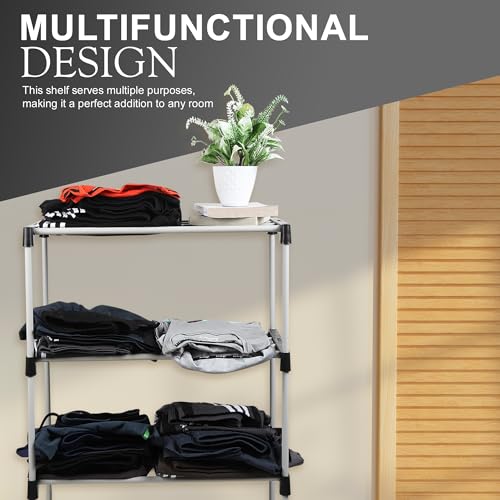 Image of Multipurpose Baby Wardrobe /Cabinet /Multipurpose Storage Rack, Foldable, Collapsible Fabric Wardrobe Organizer for Clothes (4 - Layer,Black)