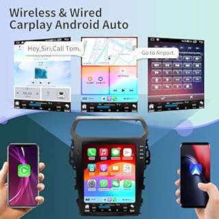 Car Radio for Ford Explorer Interceptor 2011-2019 Stereo Replacement CarPlay Android Auto 12.1 Inch Upgrade Tesla Style Touch Screen with DSP in Dash HeadUnit Multimedia Player Audio GPS Navigation