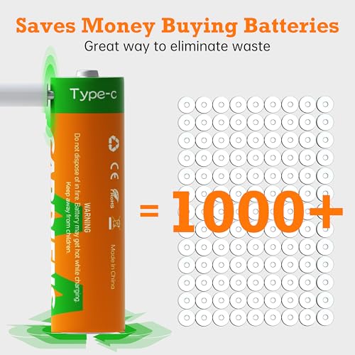 CARDIENS Rechargeable AA Batteries USB 2800mWh Rechargeable Lithium AA Batteries 1.5V Double A Battery with 4-in-1 USB-C Charging Cable and LED Charge Indicator, 8-Pack