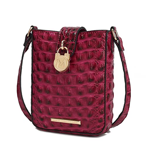 MKF Collection Bolsa tiracolo feminina, couro vegano em relevo de crocodilo sintético, bolsa de ombro, bolsa de mão da Mia K, Avery Fuschia, Medium