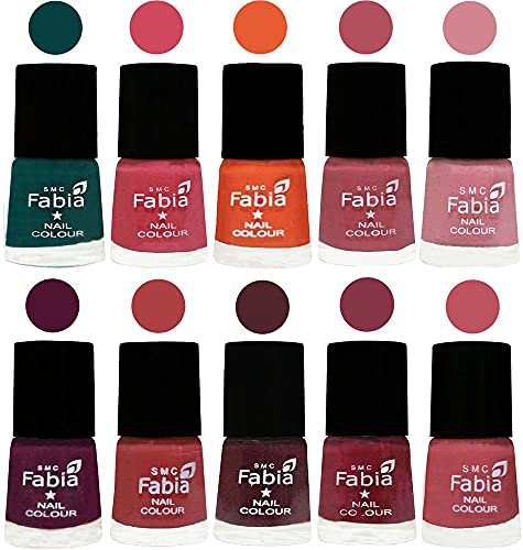 Image of ALL IN ONE (PACK OF 10), Long Lasting Glossy Nail Polish, 6 ml Each, All Vibrant Colours,02101