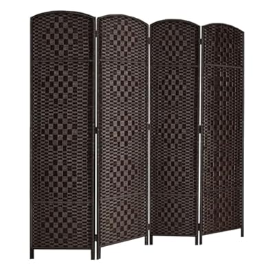 RHF 6 ft.Tall Room Divider, Room Dividers and Folding Privacy Screens, 15.7" Privacy Screen 4 Panels Room Divider Wall Partition, Dark Coffee