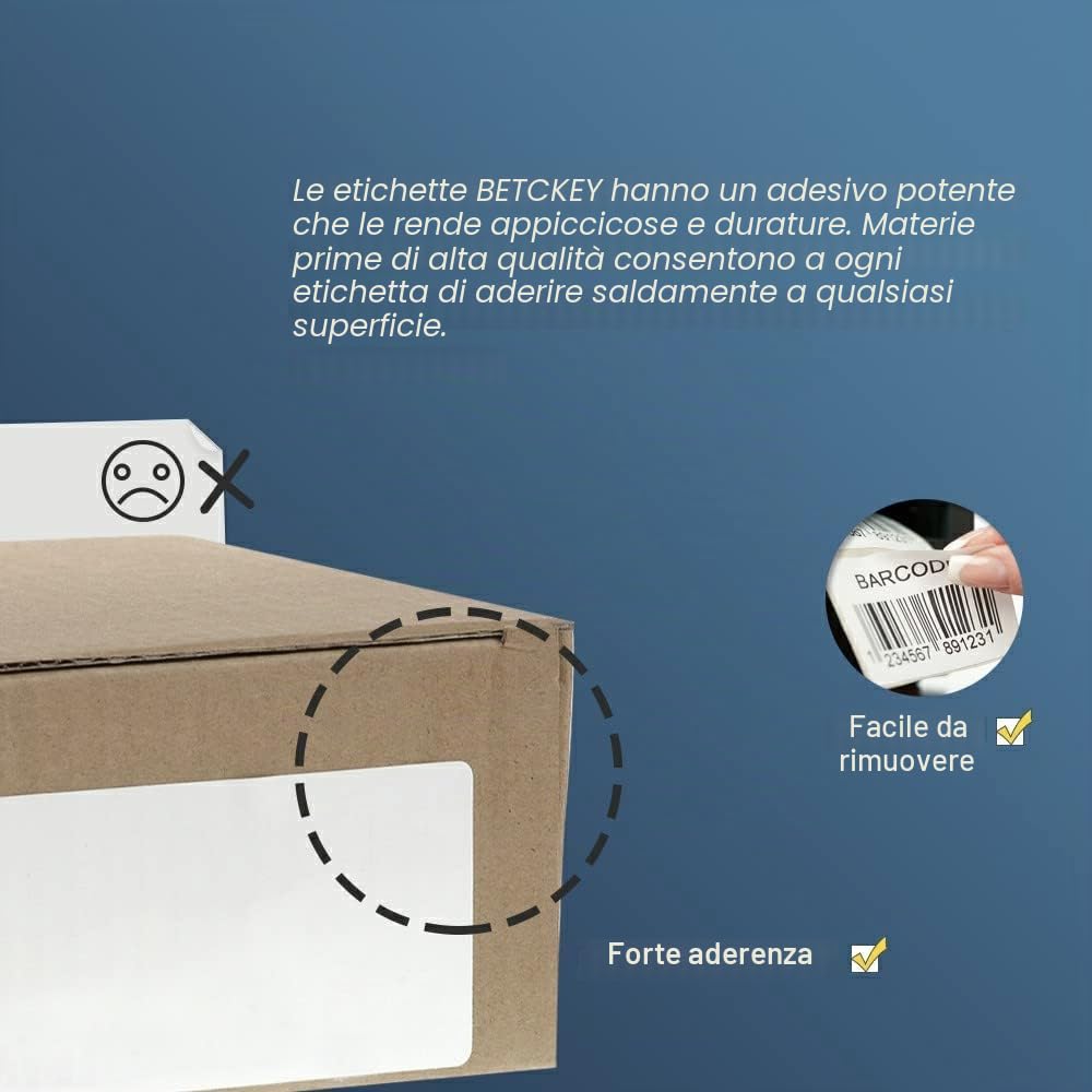 BETCKEY - 10 Rotoli DK-11220 Etichette di Carta Termica Compatibile con Brother, 39mm x 48mm, 6200 Etichette per Stampanti di Etichette Brother QL