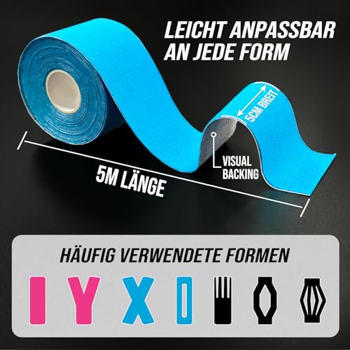 Ceeport Kinesiotapes - 5cm x 5m 3 Rollen Kinesiologie Tape Kinesio Tape und Tape Sport für Knie-, Schulter-, Knöchel-, Plantar… – Ansicht 4
