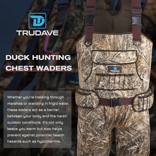 Trudave Chest Waders for Men, Neoprene Fishing Waders with Boots Hanger & 600G Insulated, Waterproof Camo Duck Hunting Waders - Thumbnail 4