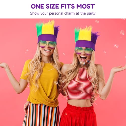 Image of Spirit Wear, Wigs and Heart Glasses for Crazy Hair Day Team Color War Fun Halloween Outfit (Mardi Gras)