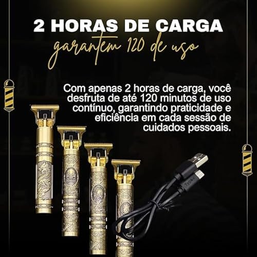 Máquina Profissional Dragão Acabamento Sem Fio Cabelo Barba Pezinho Personalizada Com Limitador de L