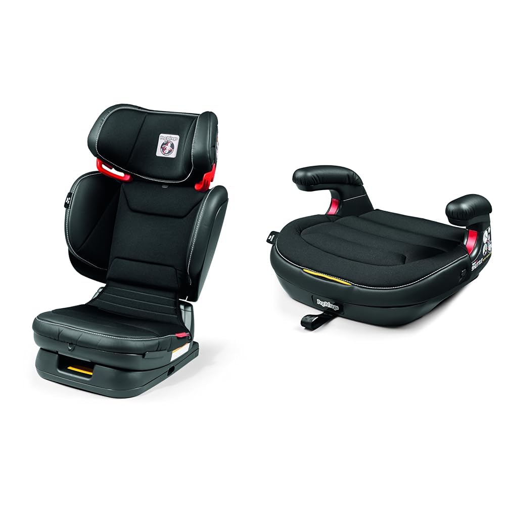 Peg Perego Viaggio Flex 120 - Booster Car Seat - for Children from 40 to 120 lbs - Made in Italy - Licorice (Black) & Viaggio Shuttle - Booster Car Seat