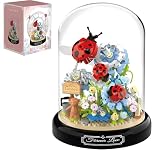 Unativer Flower Bouquet Building Blocks Set, 596 PCS Ladybug Plants Model Toys with Dust Cover, Insect Botanical Construction Kit, Micro Bricks Creative Gifts for Boys and Girls