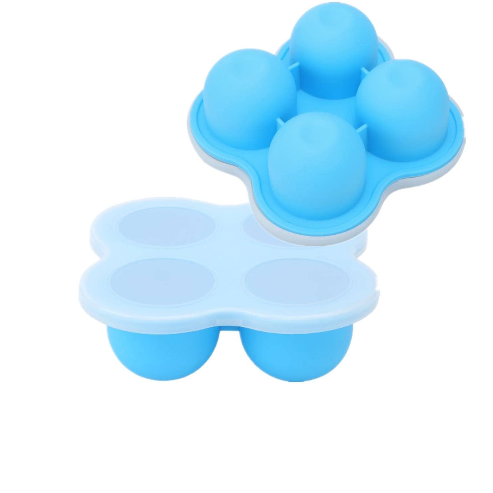 Blue Egg Bite Mold 4 Holes, 2Pcs Silicone Egg Steamer with Lid Steaming Tray Cooking Tool for Kitchen Use Steamer Molds Container for Eggs Meatloaf
