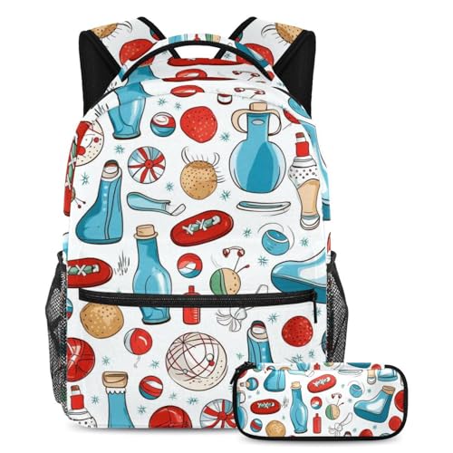 Sacs d'école bowling pour le voyage et le collège, grand volume avec trousse