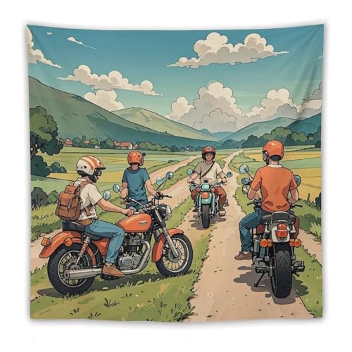 Tapisserie murale moto vintage en polyester léger FHESDCW pour décoration salon