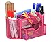 PAG Office Supplies Desktop Organizers and Accessories Storage Caddy with Drawer Mesh Pencil Holder Set for Women Girls, Rose Red