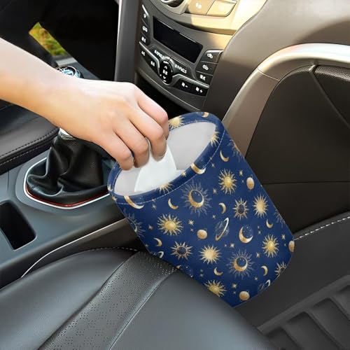 Image of Moon Star Car Trash Can, Cute Car Trash Bag, Hanging Organizer and Storage Bag, Universal Fit for Front Seat, Back Seat, Floor, Headrest