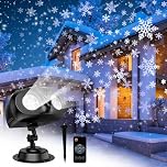 Kiature Christmas Projector Lights, Snowflake Projector, Moving Rotating Snowstorm LED Lights with Remote Control Timer - Indoor/Outdoor Waterproof for Christmas Party Decoration