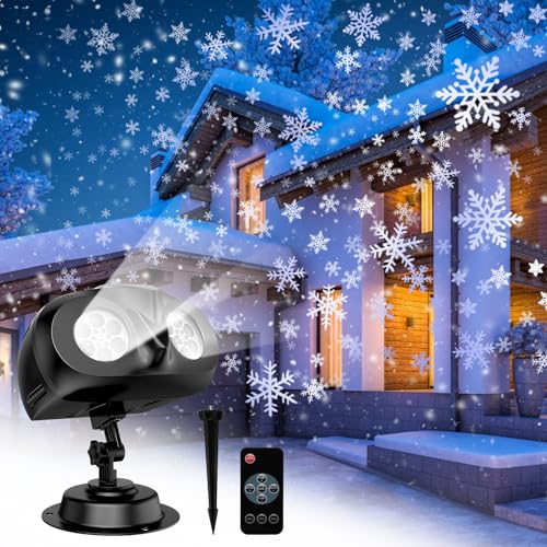 Proiettore Luci Natale, Proiettore di Fiocchi di Neve LED en Esterno Interno, Lampada IP65 Impermeabile con Telecomando Timer per la decorazione della festa, Natale, Halloween Giardino