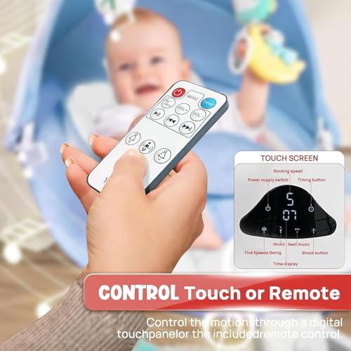 image for RIVIPLOU Smart Bluetooth Baby Swing with Remote Control - 5 Speed Gent