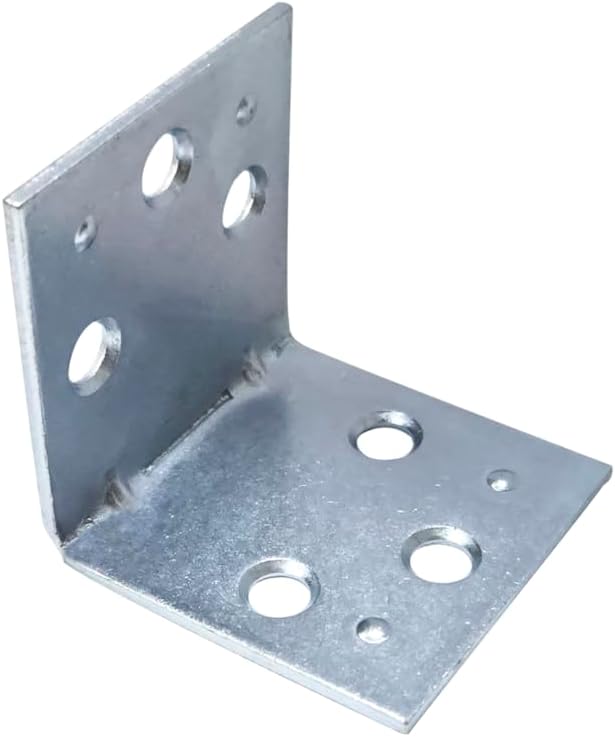 QCAA Heavy Angle Bracket Corner Brace 0.09" Thickness Durable Steel, Zinc Plated, 3"x3"x3/4"x2.3 mm, Made in Taiwan, 40 Pack