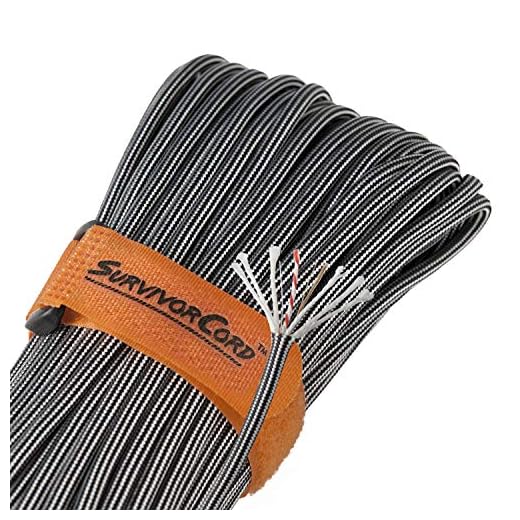 Cordon de survie 620 LB | Le cordon de paracord/parachute original breveté de type III 550 (3/16" de diamètre) avec ligne de pêche mono intégrée, fil utilitaire multifonction et coupe-feu étanche., 103 FT (RETAIL PACKAGING)