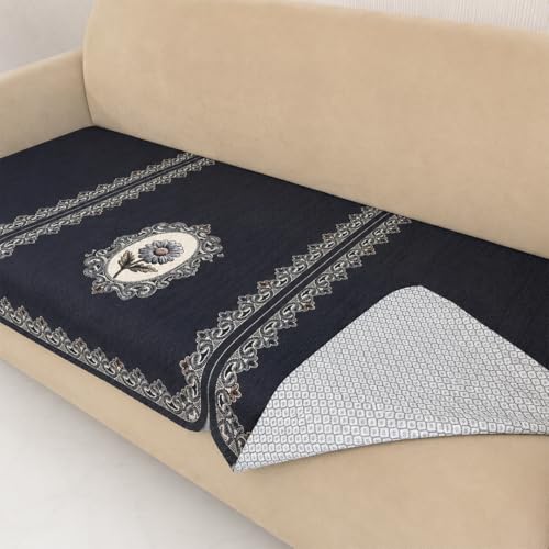 Image of Homerz Premium 'Maharaja Paradise Series' Sofa Cover | Net Fabric Sofa Cover | Washable, Anti-Dust Backed & Wrinkle Resistant Cover (Regal Flower, 3 Seater, Only Seat Cover)